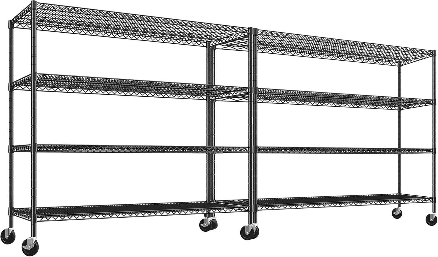 REIBII 3200LBS Storage Shelves Wire Shelving with Wheels, Adjustable Garage Shelving Heavy Duty Steel Metal Shelving Unit Shelf Rack for Warehouses