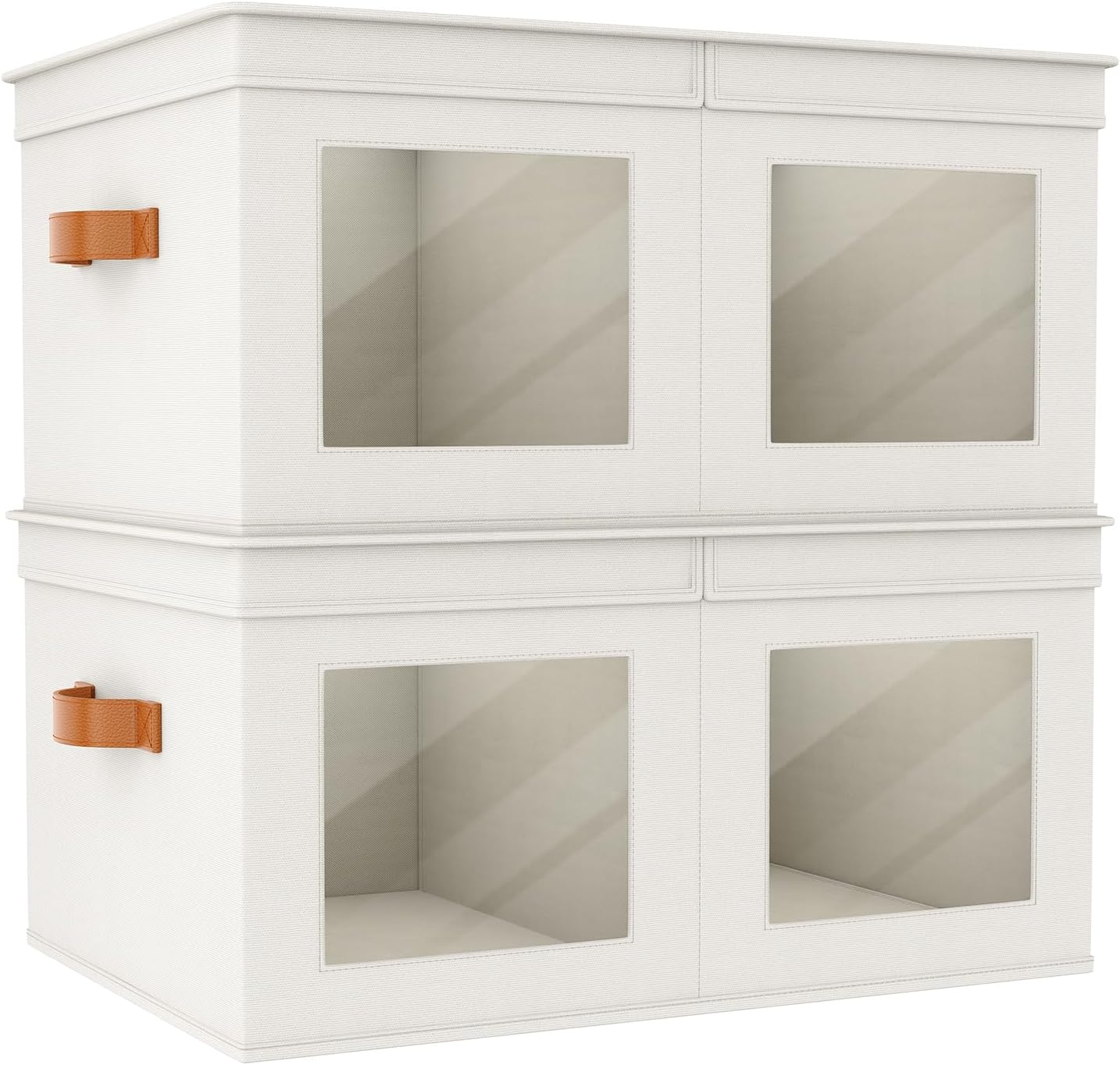 Univivi Fabric Foldable Storage Boxes 4-Pack Large Collapsible Stackable Storage Bins with Lids, Closet Organizers and Storage Cube Basket for Home