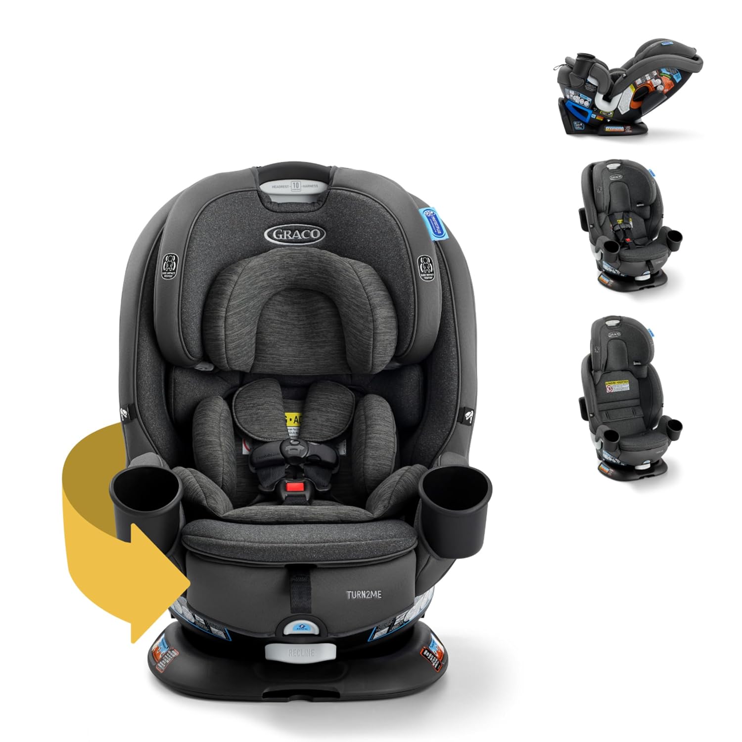 Graco® Turn2Me 3-in-1 Rotating Convertible Car Seat, Lilac Mod, Rear-Facing Rotation Only, Forward-Facing Mode, Highback Booster Up to 100 lbs