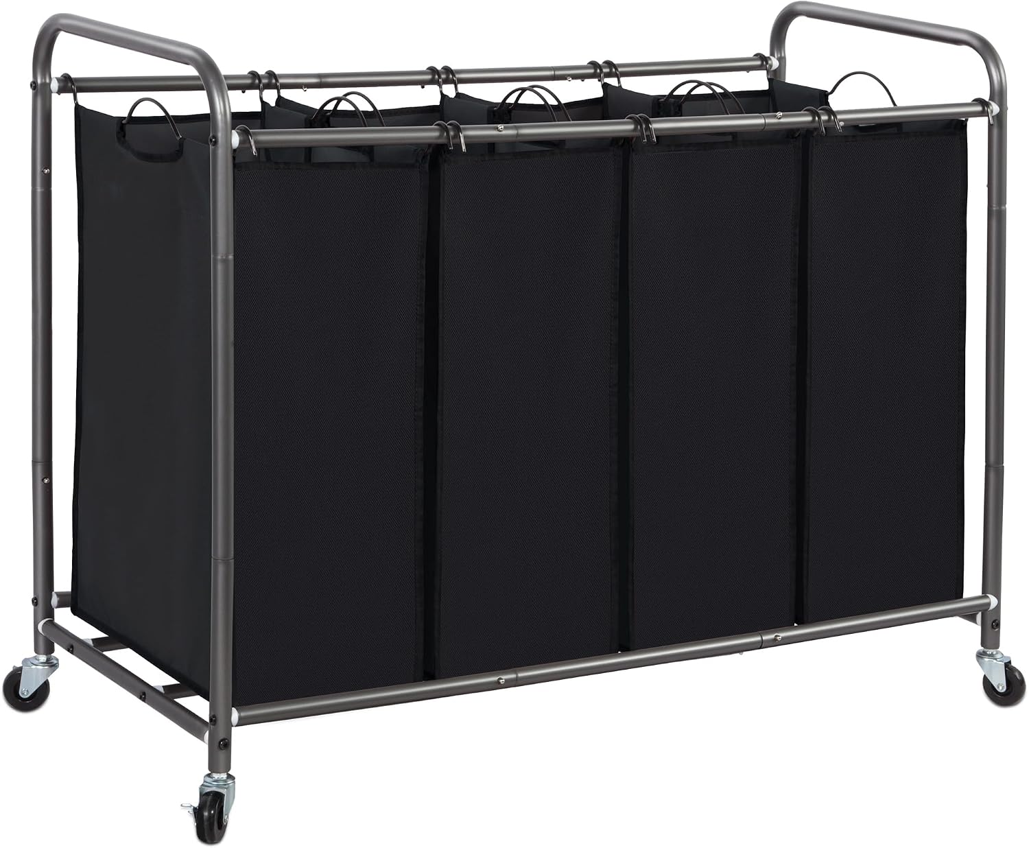 STORAGE MANIAC Laundry Sorter 4 Section, 47.5 Gal (180 L) Laundry Hamper with Wheels, Clothes Divider Basket Sorter