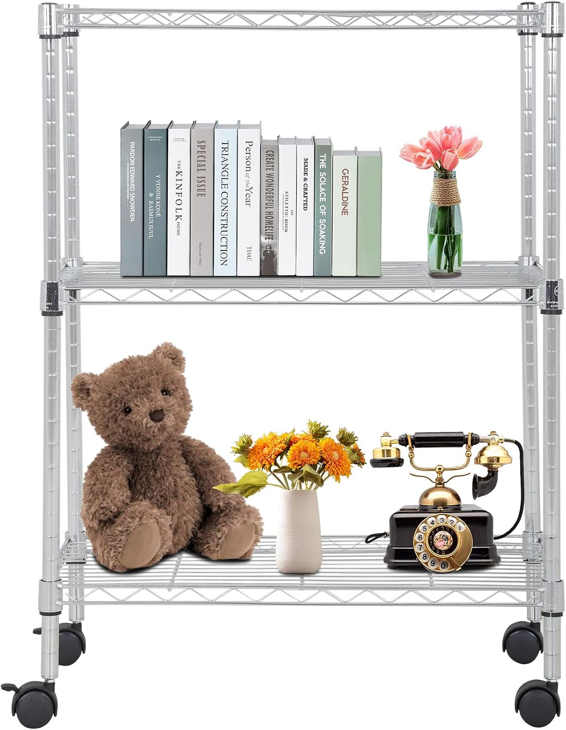 BestOffice, 4-Tier Wire Storage Shelves, 36x14x54, Chrome, with Adjustable Racks, Heavy-Duty Metal Shelf, Holds Up to 1000 lbs, No-Tool Assembly