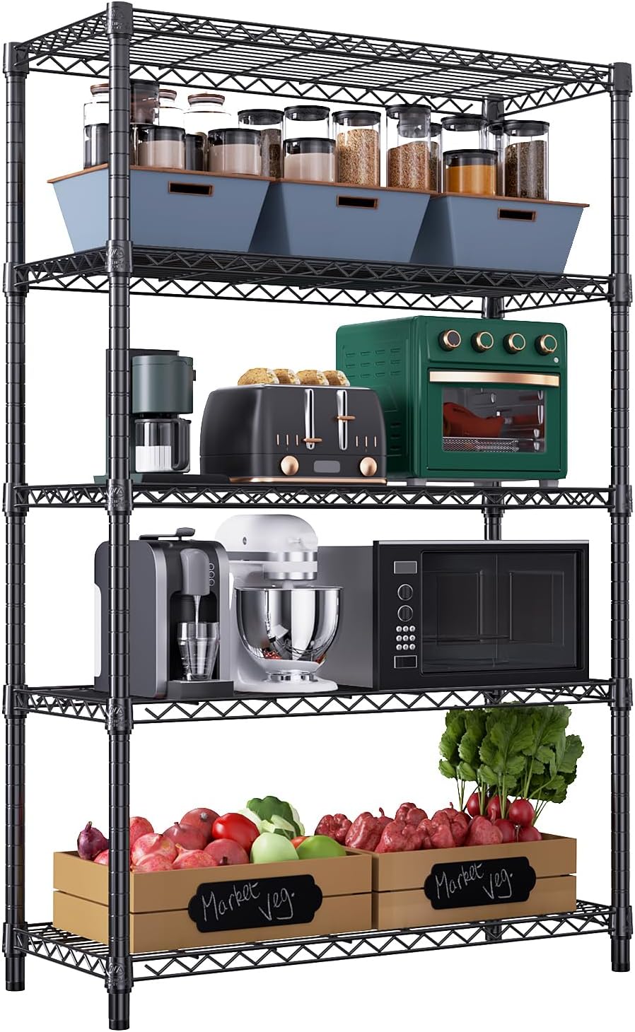 M MZG 1750 LBS Storage Shelves 5-Tier Utility Shelving Unit Steel Organizer Wire Rack for Home, Kitchen, Office, Garage