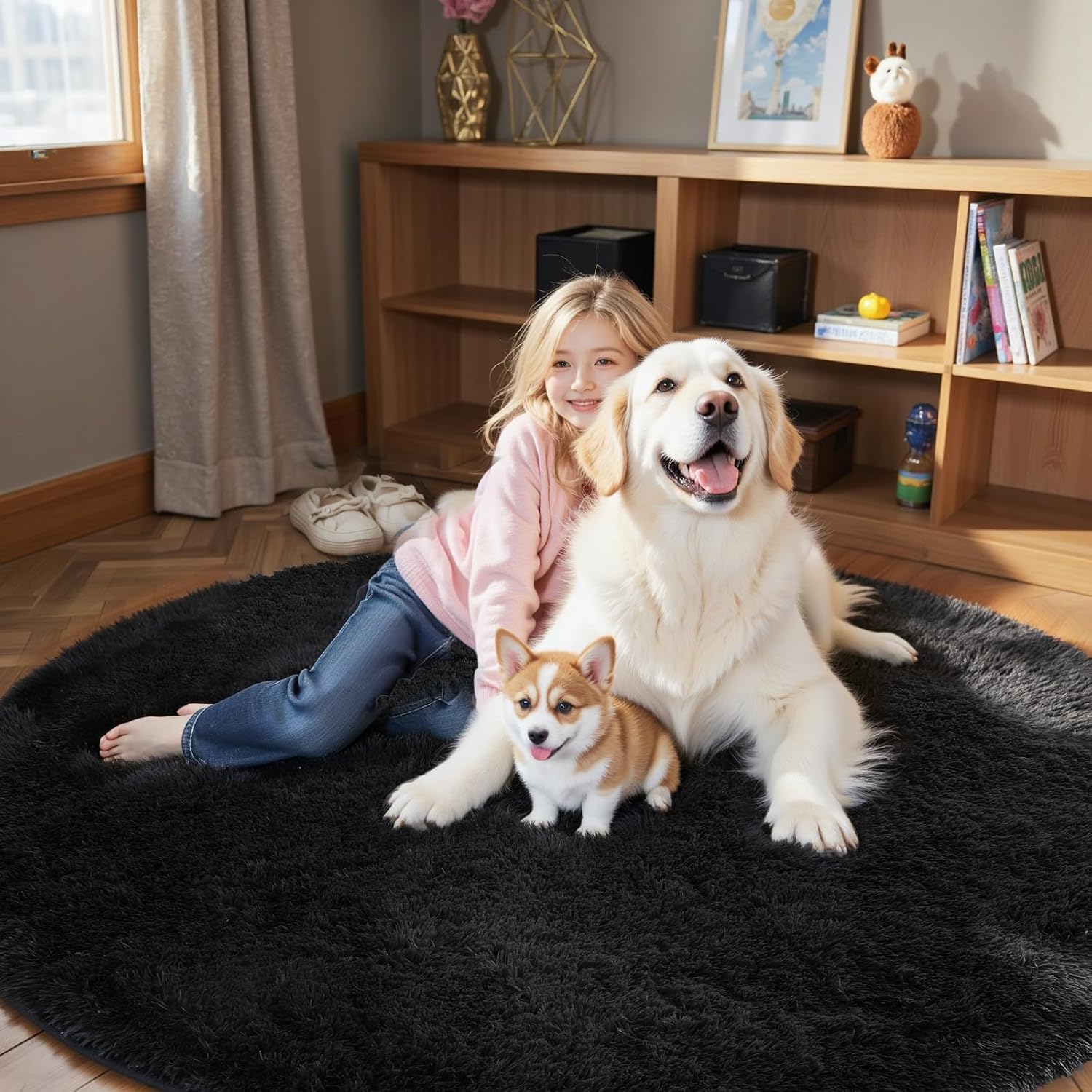 junhejiamei Area Rugs 9x12 Living Room, Large Area Rug Shaggy Carpet Soft Plush Furry Bedside Rug