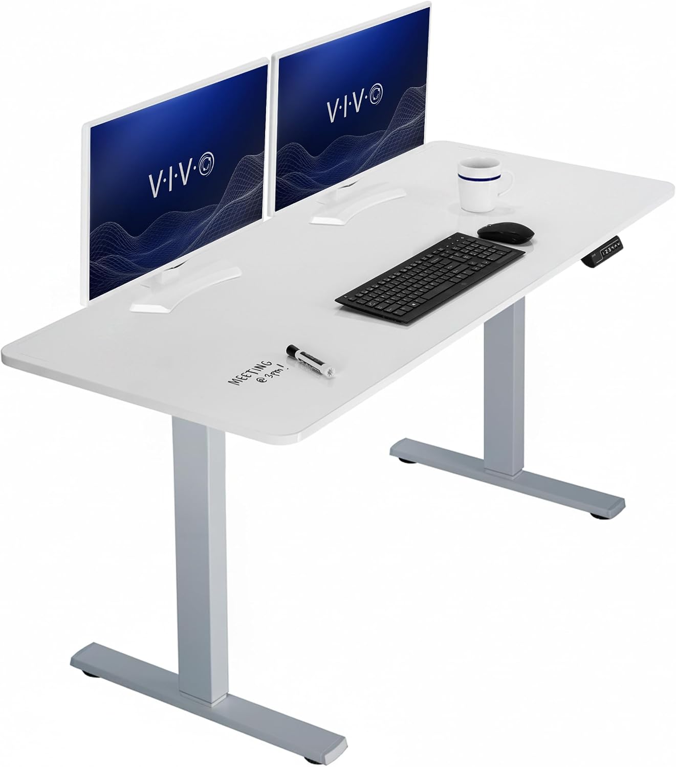 VIVO Electric 63 x 32 in Standing Desk, Memory Height Adjustment, 1B Series, Holds 220 lbs, Dark Walnut Top Black Frame, DESK-KIT-1B1D