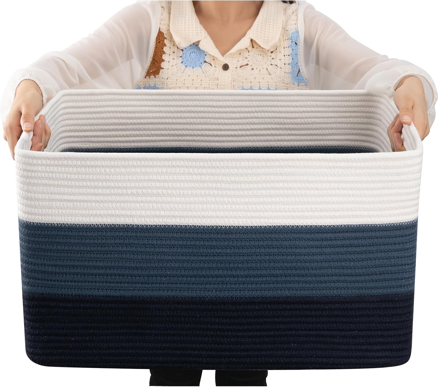 OIAHOMY Large Blanket Basket, 22"x17"x12" Laundry Baskets, Nursery Blanket Storage Living Room, Toy Storage With Handle