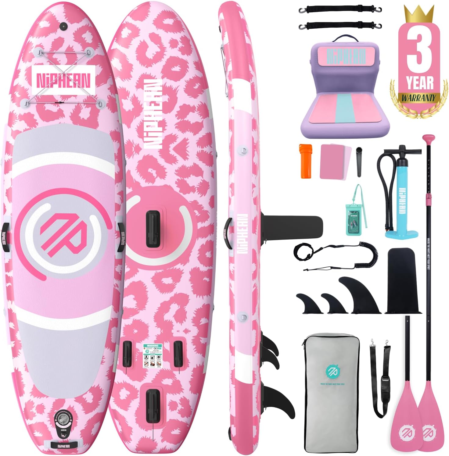 Niphean 10' Inflatable Paddle Board, Ultra-Light SUP for Beginners, Versatile Yoga Paddle Board with Durable SUP Accessories, 400lbs Capacity