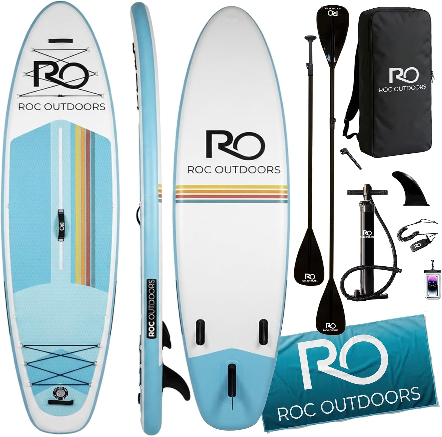 Roc Inflatable Stand Up Paddle Board 10' 6" with Premium SUP Paddle Board Accessories, Wide Stable Design, Non-Slip Comfort Deck for Youth and Adults