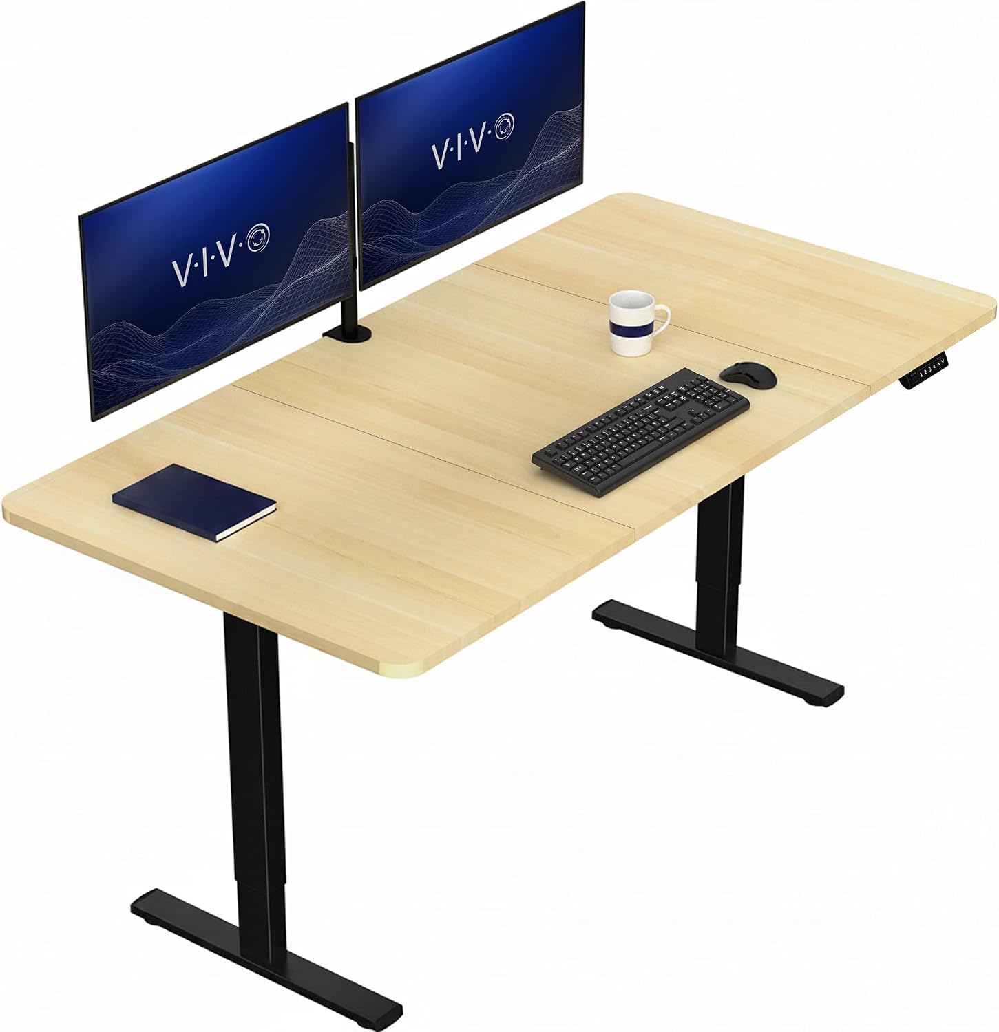 VIVO Electric 63 x 32 in Standing Desk, Memory Height Adjustment, 1B Series, Holds 220 lbs, Dark Walnut Top Black Frame, DESK-KIT-1B1D