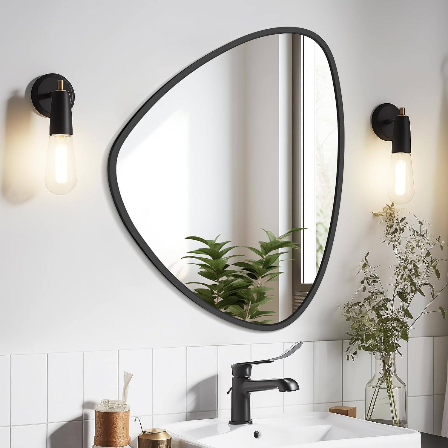 WallBeyond Asymmetrical Mirror, Irregular Mirror Full Length, Boho Wall Mirrors Decorative for Bedroom Living Room Entryway Hall