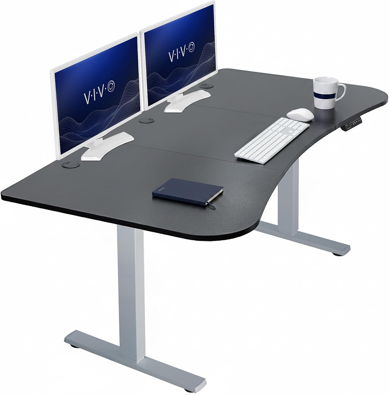 VIVO Electric 63 x 32 in Standing Desk, Memory Height Adjustment, 1B Series, Holds 220 lbs, Dark Walnut Top Black Frame, DESK-KIT-1B1D