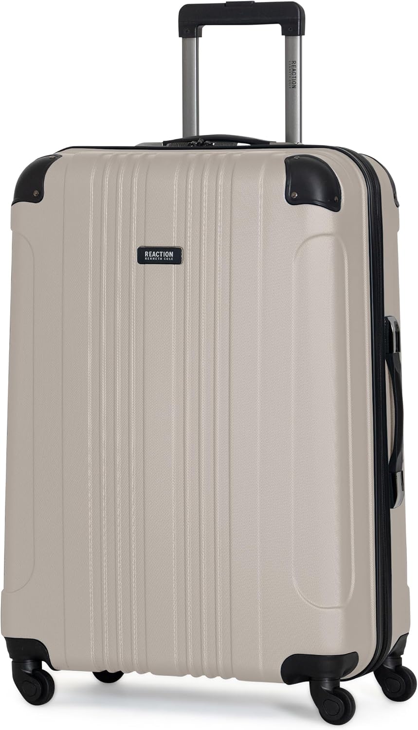 Kenneth Cole REACTION Out of Bounds Lightweight Hardshell 4-Wheel Spinner Luggage, Charcoal, 24-Inch Checked