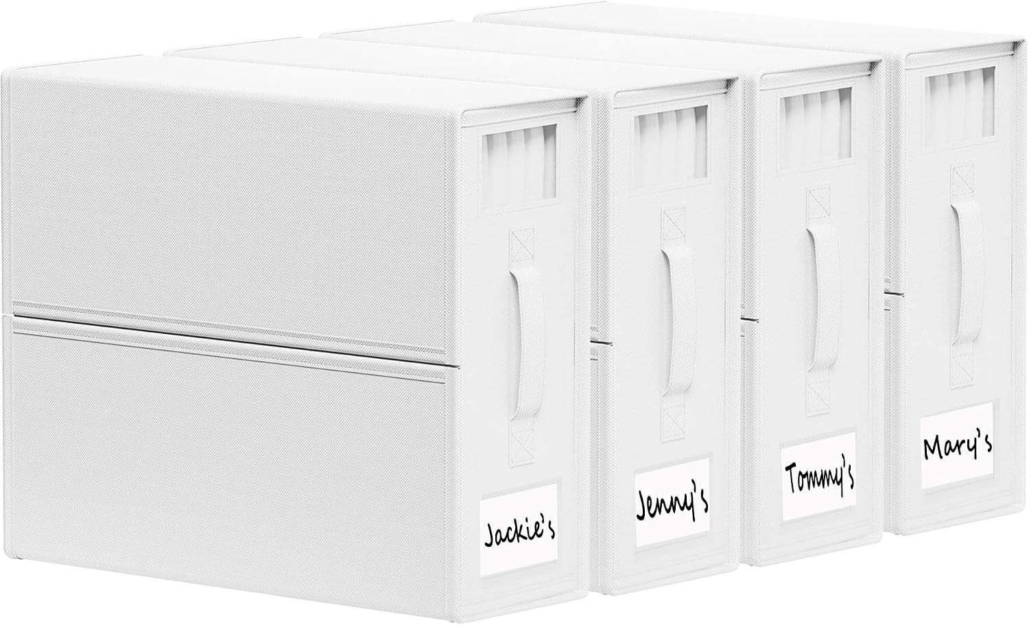 SUOCO SheetCube Bed Sheet Organizers and Storage 6 Pack, Foldable Linen Closet Organizer with Window and Label