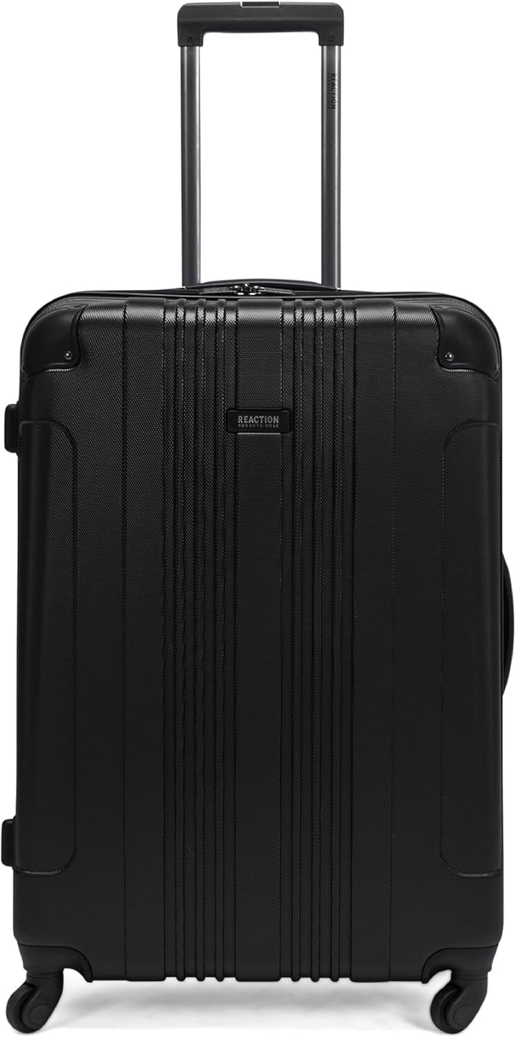 Kenneth Cole REACTION Out of Bounds Lightweight Hardshell 4-Wheel Spinner Luggage, Charcoal, 24-Inch Checked