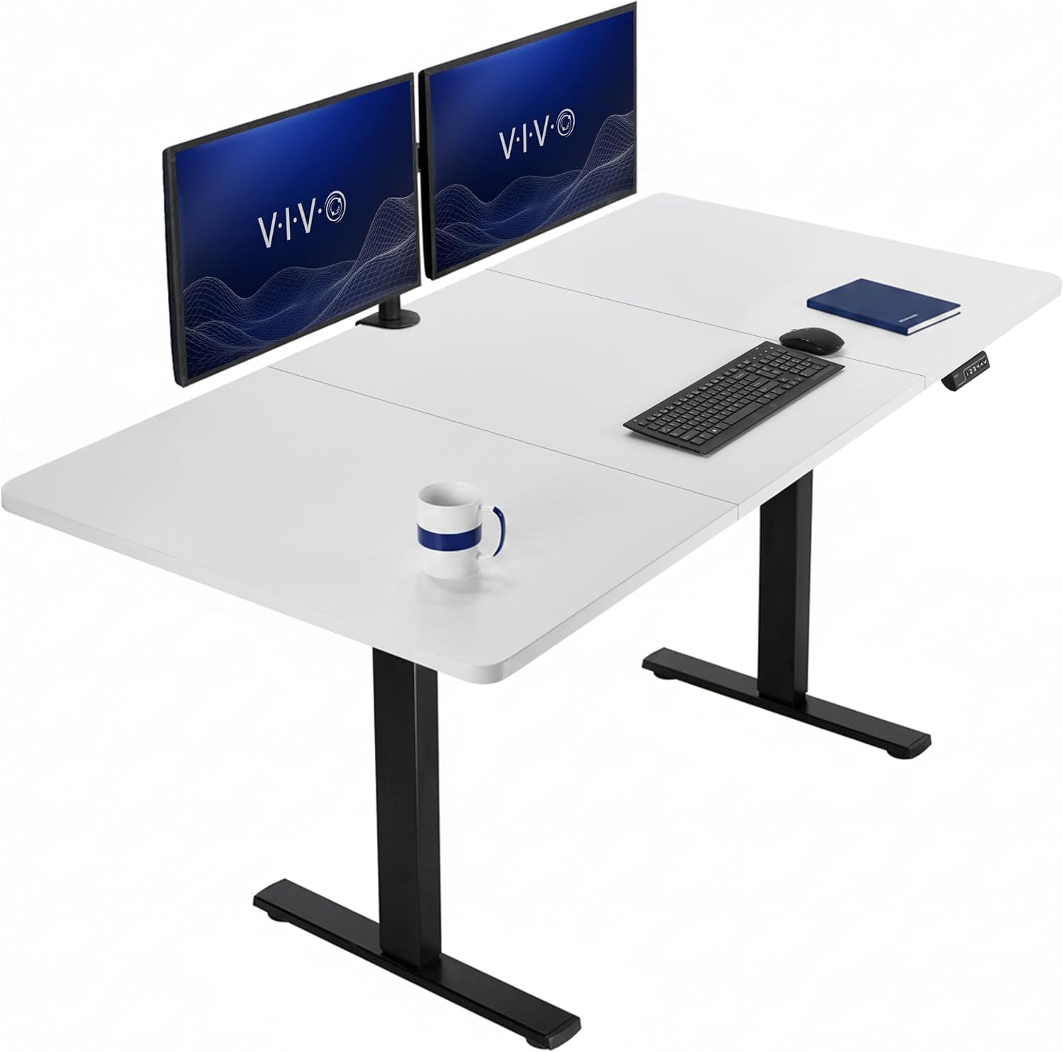 VIVO Electric 63 x 32 in Standing Desk, Memory Height Adjustment, 1B Series, Holds 220 lbs, Dark Walnut Top Black Frame, DESK-KIT-1B1D