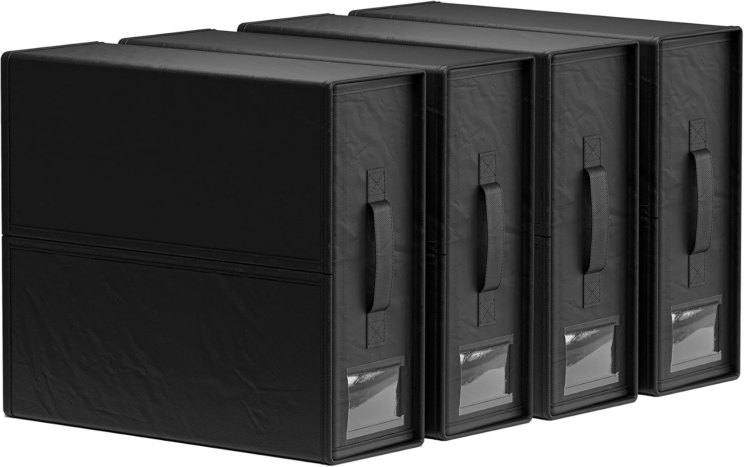 SUOCO SheetCube Bed Sheet Organizers and Storage 6 Pack, Foldable Linen Closet Organizer with Window and Label