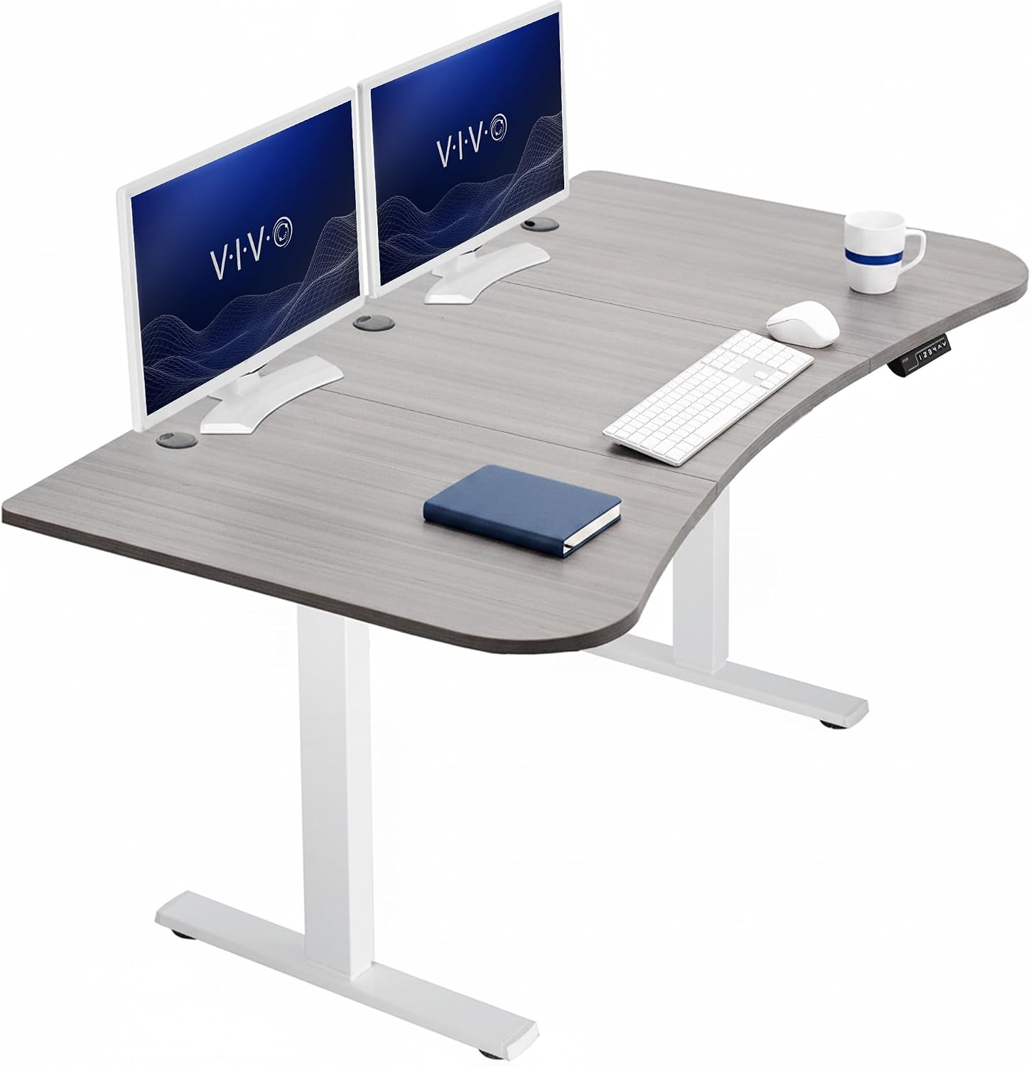 VIVO Electric 63 x 32 in Standing Desk, Memory Height Adjustment, 1B Series, Holds 220 lbs, Dark Walnut Top Black Frame, DESK-KIT-1B1D