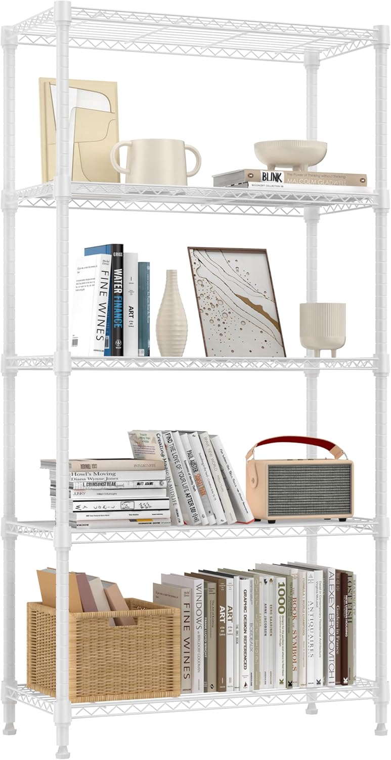 M MZG 750 lbs 3 Tier Shelf Metal Storage Shelves Wire Rack Closet Organizers with PP Board for Garage Kitchen Bathroom Laundry Chrome 11.8" D x 21.7"