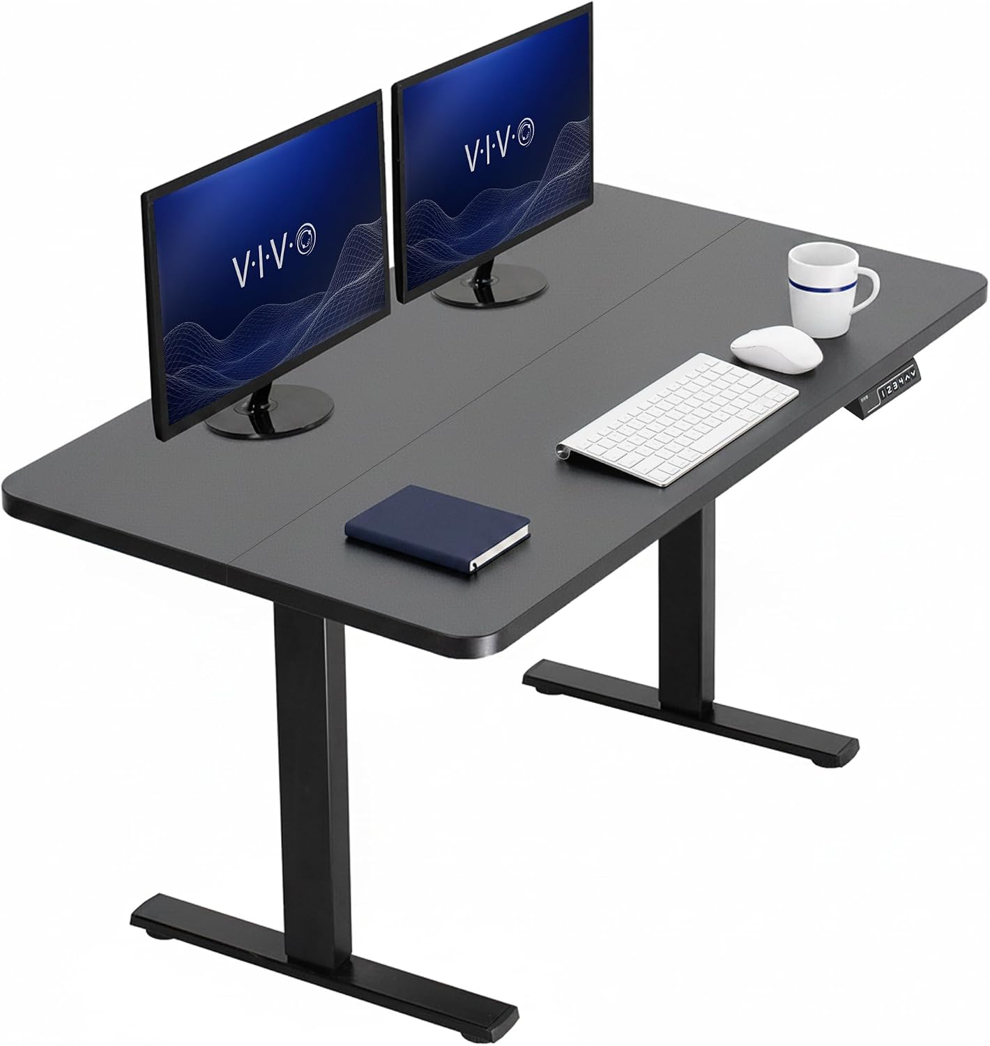 VIVO Electric 63 x 32 in Standing Desk, Memory Height Adjustment, 1B Series, Holds 220 lbs, Dark Walnut Top Black Frame, DESK-KIT-1B1D