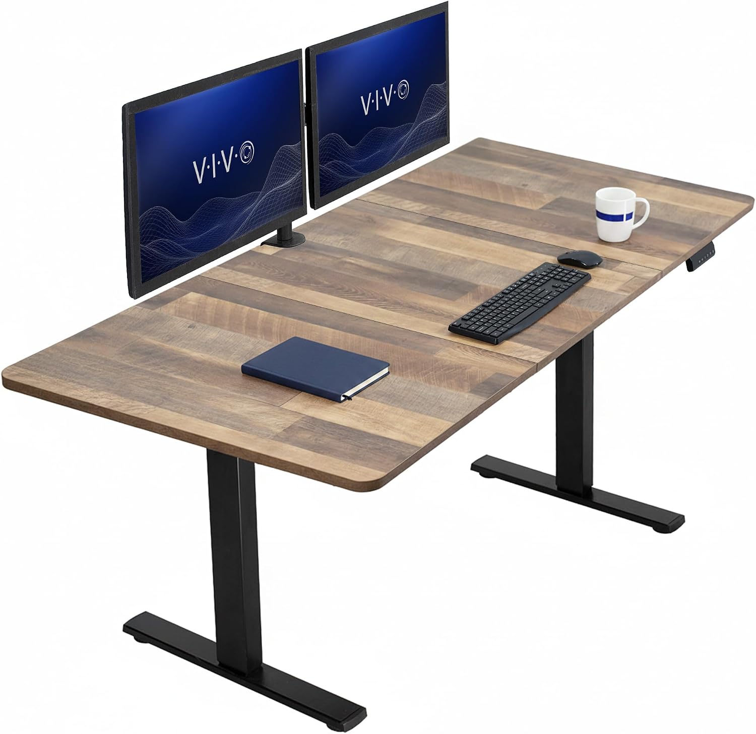 VIVO Electric 63 x 32 in Standing Desk, Memory Height Adjustment, 1B Series, Holds 220 lbs, Dark Walnut Top Black Frame, DESK-KIT-1B1D