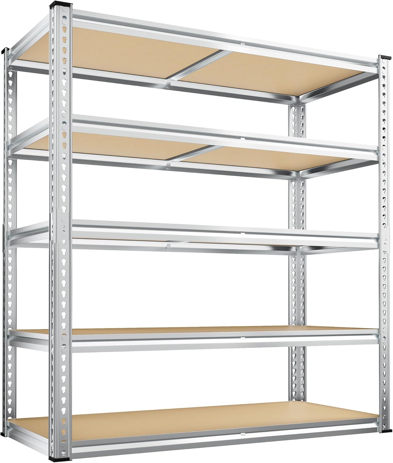 REIBII 2500LBS Garage Shelving, 40"W Rust-Proof Storage Shelves For Basement, 5-Tier Metal Shelving, Waterproof, Adjustable Pantry Shelves