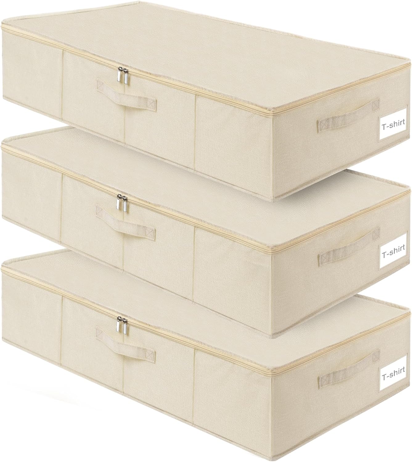 punemi 6 in Tall Under Bed Storage Containers with Firm Sides, 3Pack, Grey, Firm Sides, Top &Bottom, Stackable Design, for Blankets, Clothes and Toys