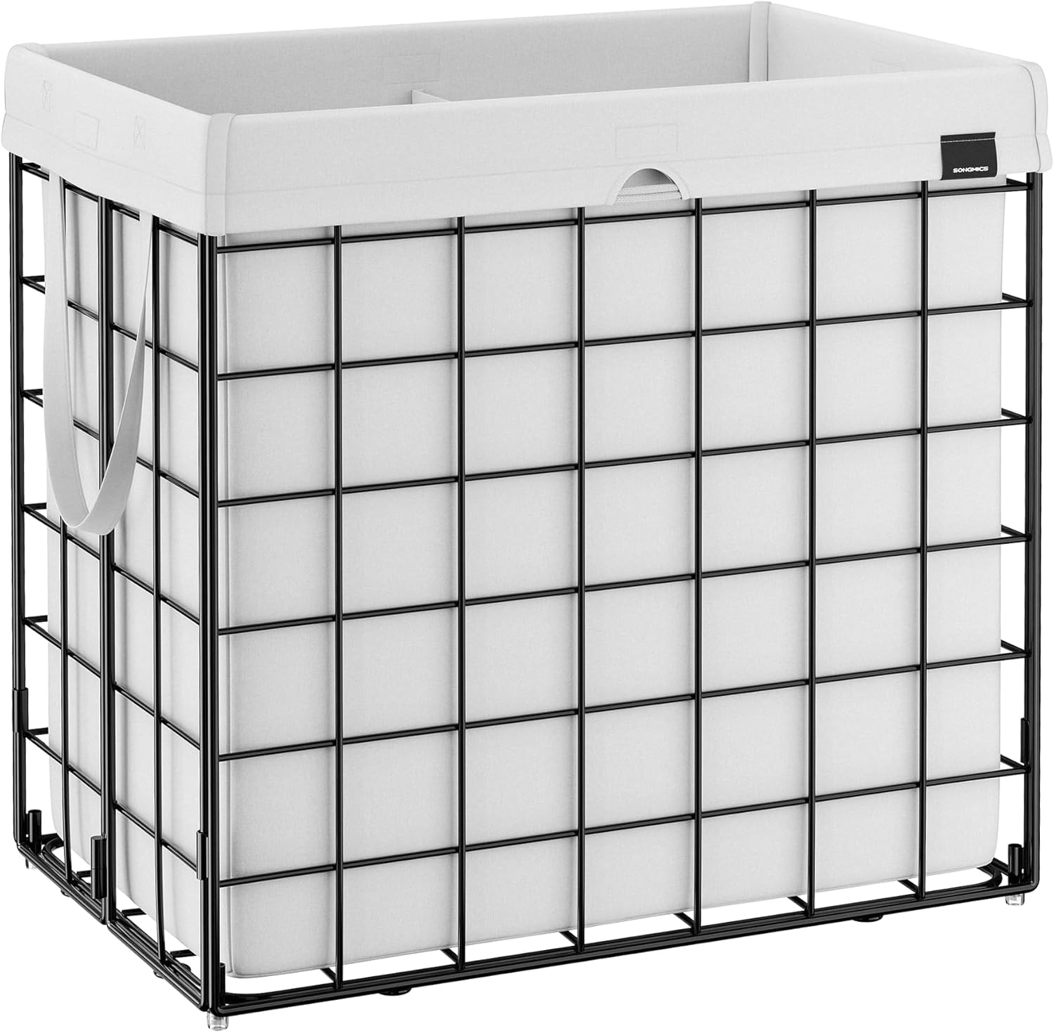 SONGMICS Laundry Hamper, 23.8 Gal. (90L) Laundry Basket, Collapsible Clothes Hamper, Black and White ULCB190W01