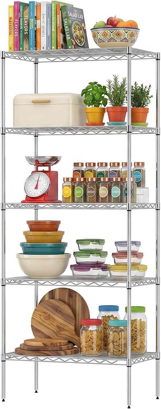 BestOffice, 4-Tier Wire Storage Shelves, 36x14x54, Black, with Adjustable Racks, Heavy-Duty Metal Shelf, Holds Up to 1000 lbs, No-Tool Assembly