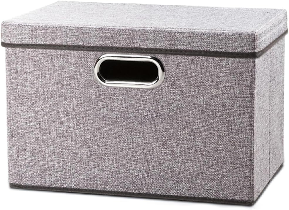 PRANDOM Large Collapsible Storage Bins with Lids 3-Pack Linen/Cotton Blend Foldable Storage Boxes Organizer Containers Baskets Cube with Cover for