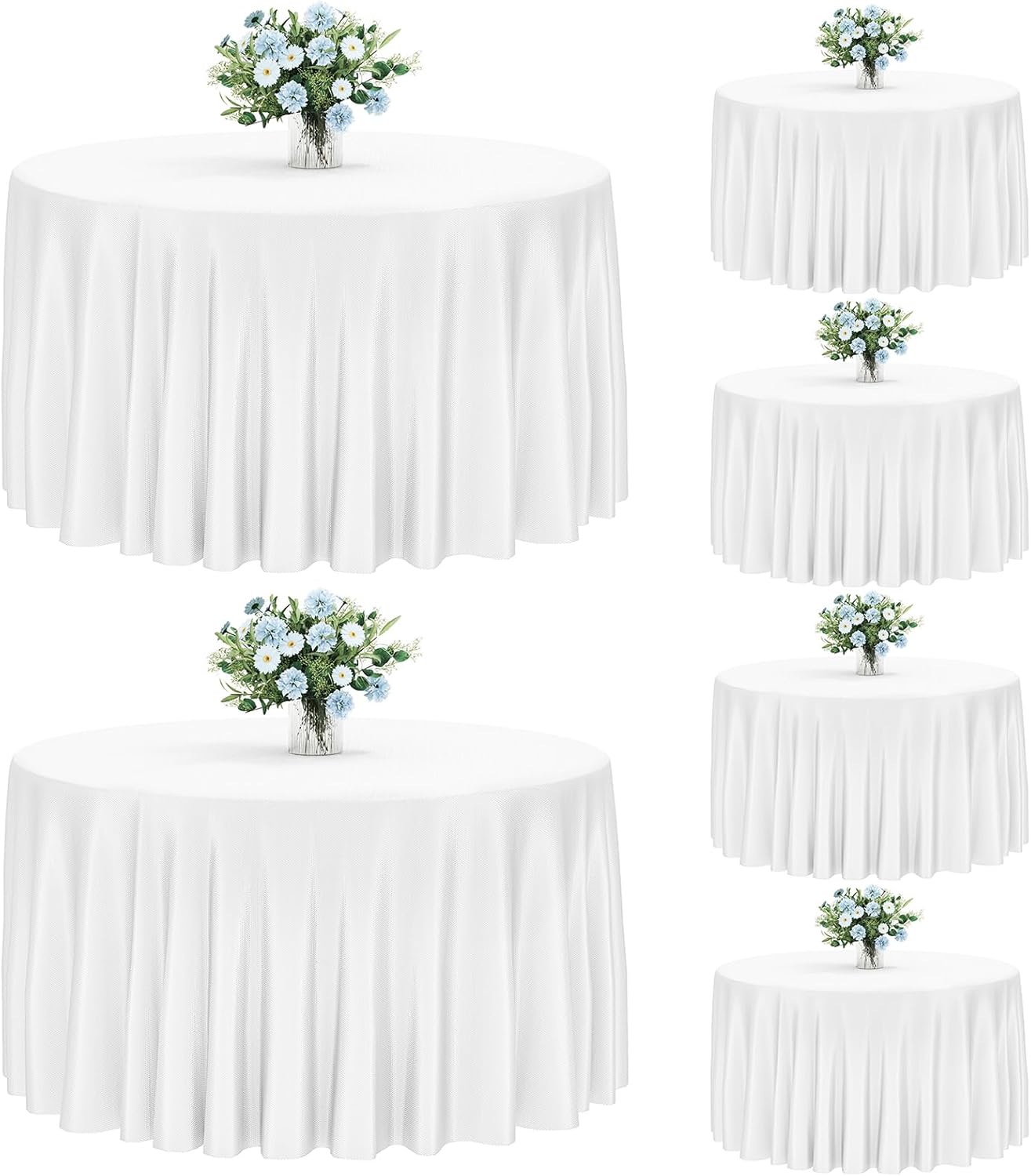 Fixwal 120 Inch Black Round Tablecloth, 6 Pack Round Table Cloth Polyester Fabric Washable Table Covers for New Year Decorations, Party, Banquet