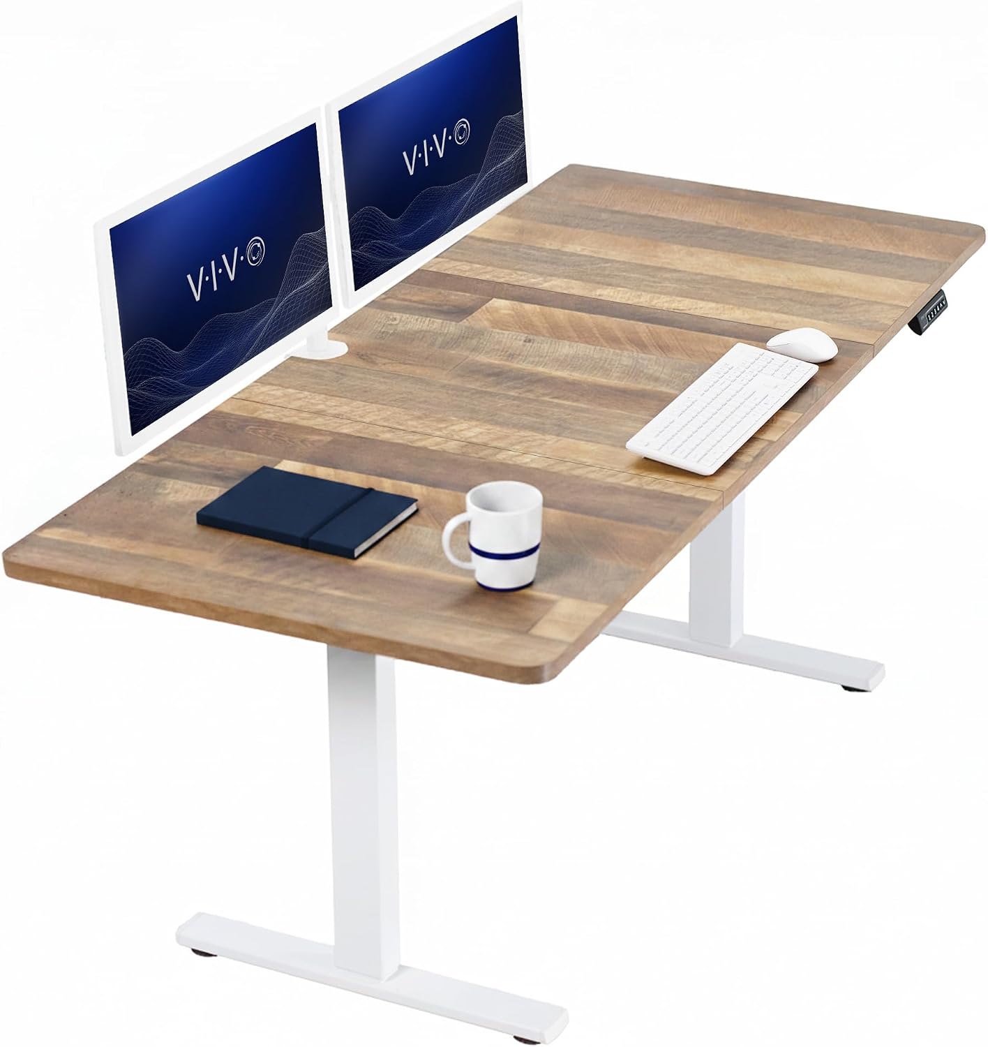 VIVO Electric 63 x 32 in Standing Desk, Memory Height Adjustment, 1B Series, Holds 220 lbs, Dark Walnut Top Black Frame, DESK-KIT-1B1D