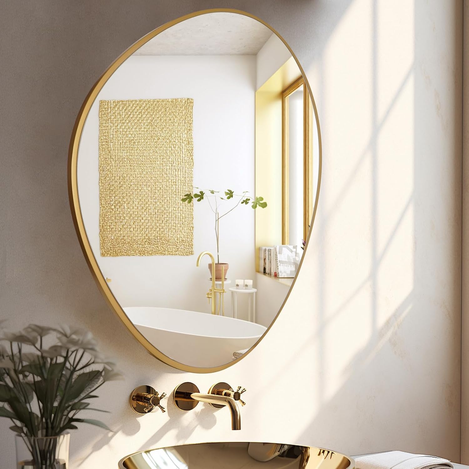 WallBeyond Asymmetrical Mirror, Irregular Mirror Full Length, Boho Wall Mirrors Decorative for Bedroom Living Room Entryway Hall