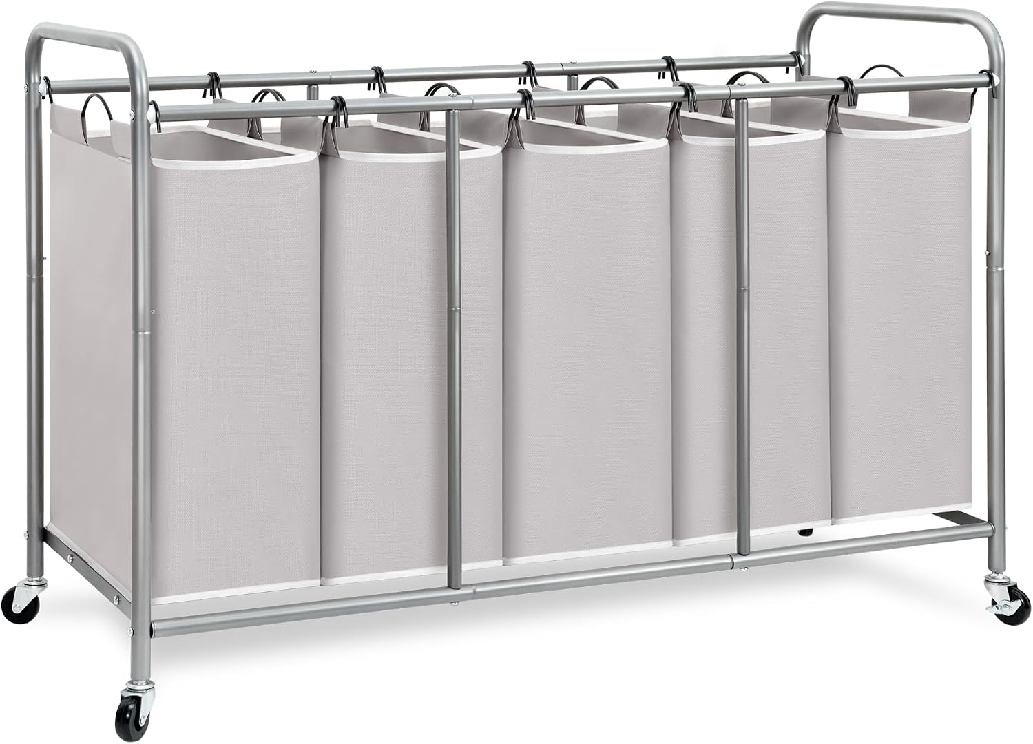 STORAGE MANIAC Laundry Sorter 4 Section, 47.5 Gal (180 L) Laundry Hamper with Wheels, Clothes Divider Basket Sorter
