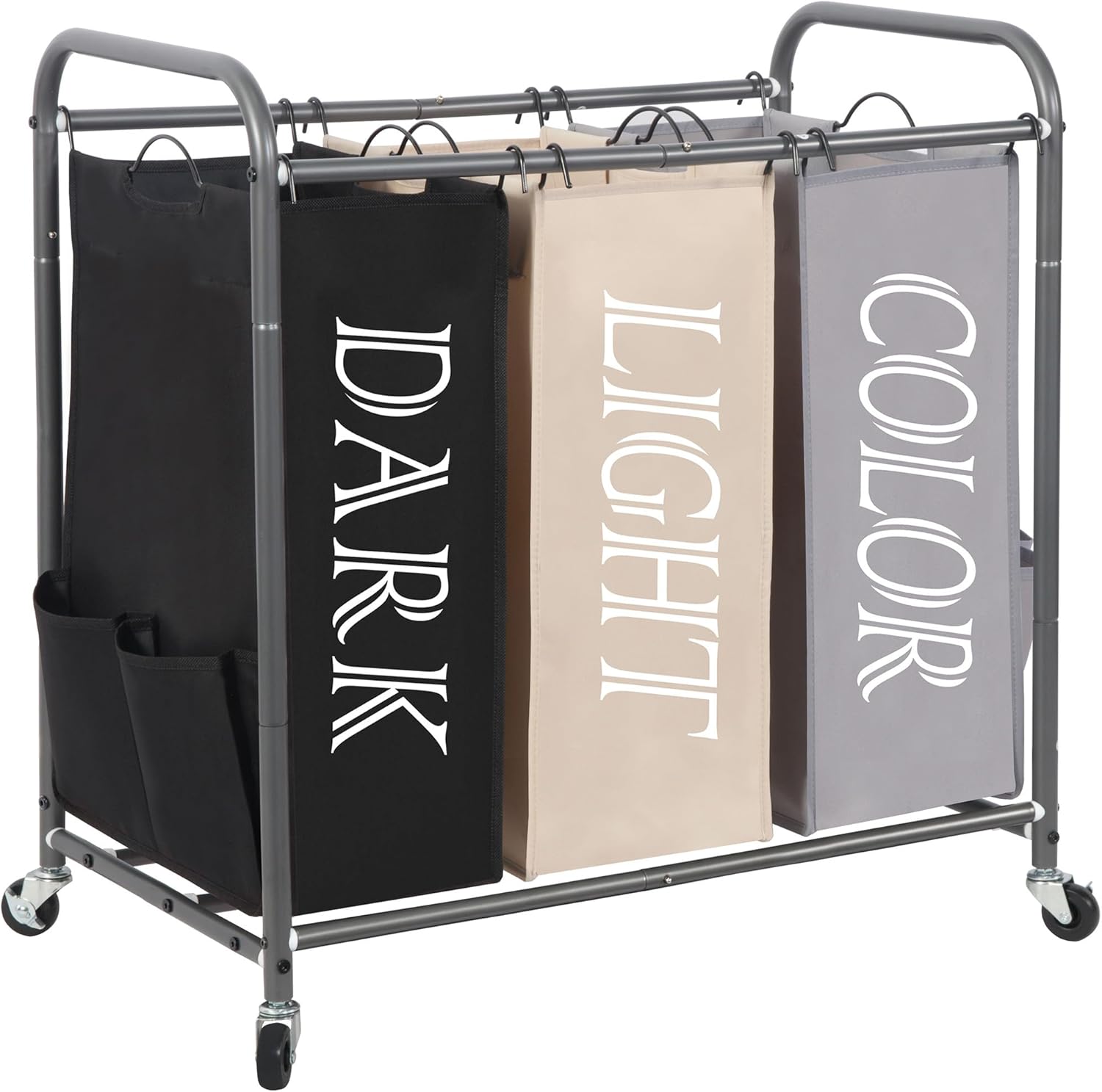 STORAGE MANIAC Laundry Sorter 4 Section, 47.5 Gal (180 L) Laundry Hamper with Wheels, Clothes Divider Basket Sorter