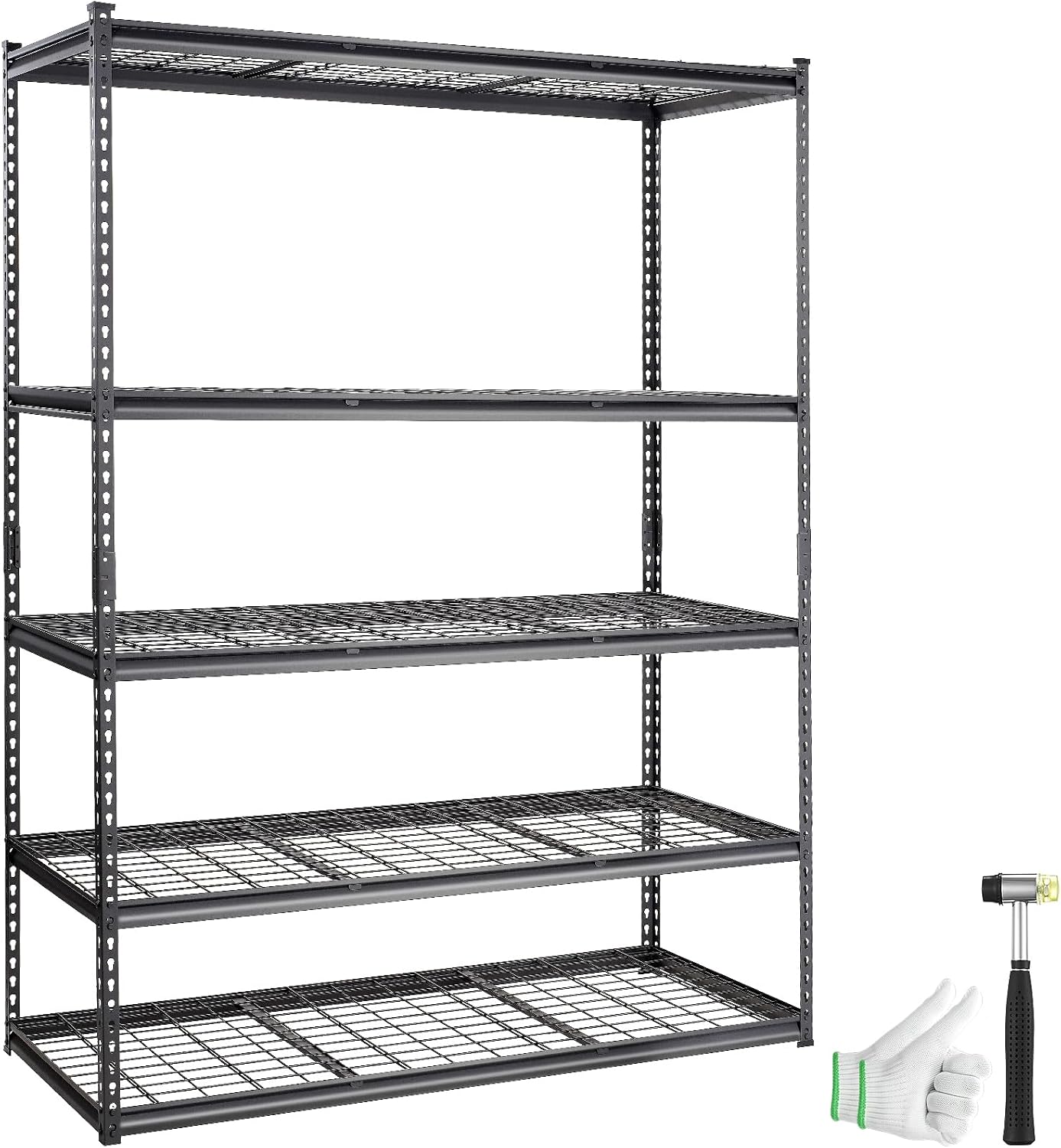 VEVOR Storage Shelving Unit, 5-Tier Adjustable, 2000 lbs Capacity, Heavy Duty Garage Shelves Metal Organizer Wire Rack, Black