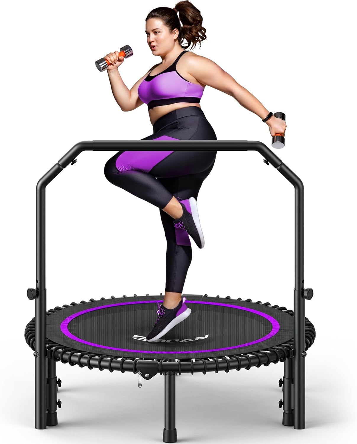 BCAN BT2 Rebounder Trampoline for Adults Bar, FED Fitness Trampoline Indoor