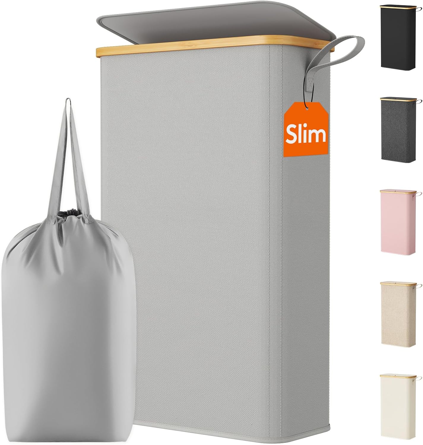 Lifewit 150L Double Laundry Hamper with Lid, Large Laundry Basket with Removable Bag and Bamboo Handles