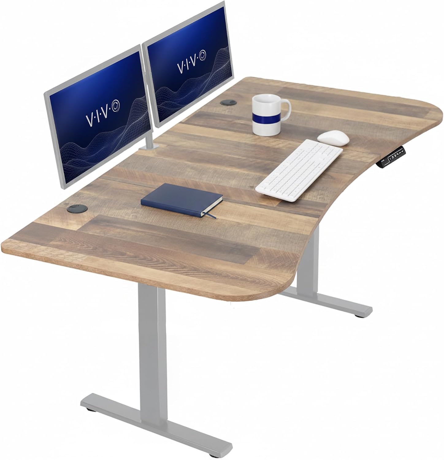 VIVO Electric 63 x 32 in Standing Desk, Memory Height Adjustment, 1B Series, Holds 220 lbs, Dark Walnut Top Black Frame, DESK-KIT-1B1D