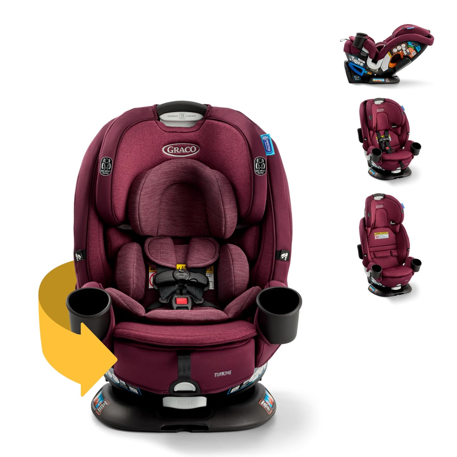 Graco® Turn2Me 3-in-1 Rotating Convertible Car Seat, Lilac Mod, Rear-Facing Rotation Only, Forward-Facing Mode, Highback Booster Up to 100 lbs