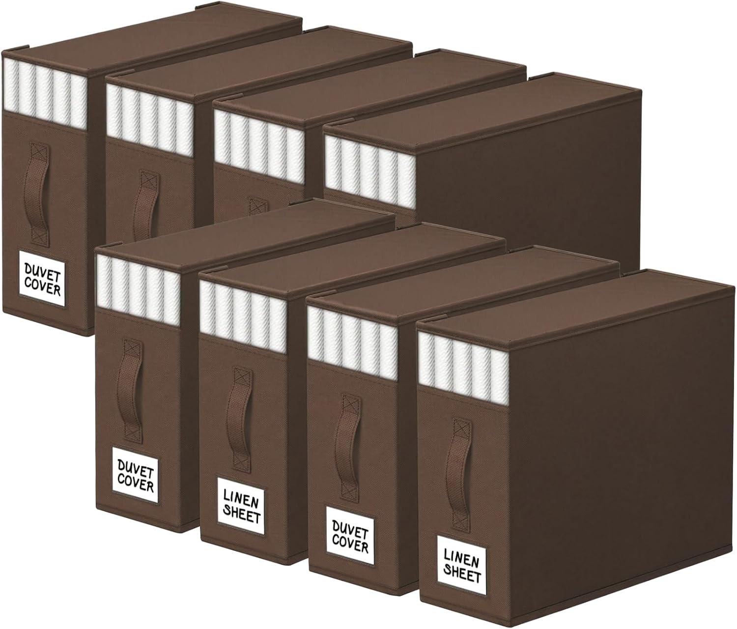 StorageTastic 6 Pack Bed Sheet Closet Organizers and Storage, Sturdy Foldable Storage Containers with Window and Label