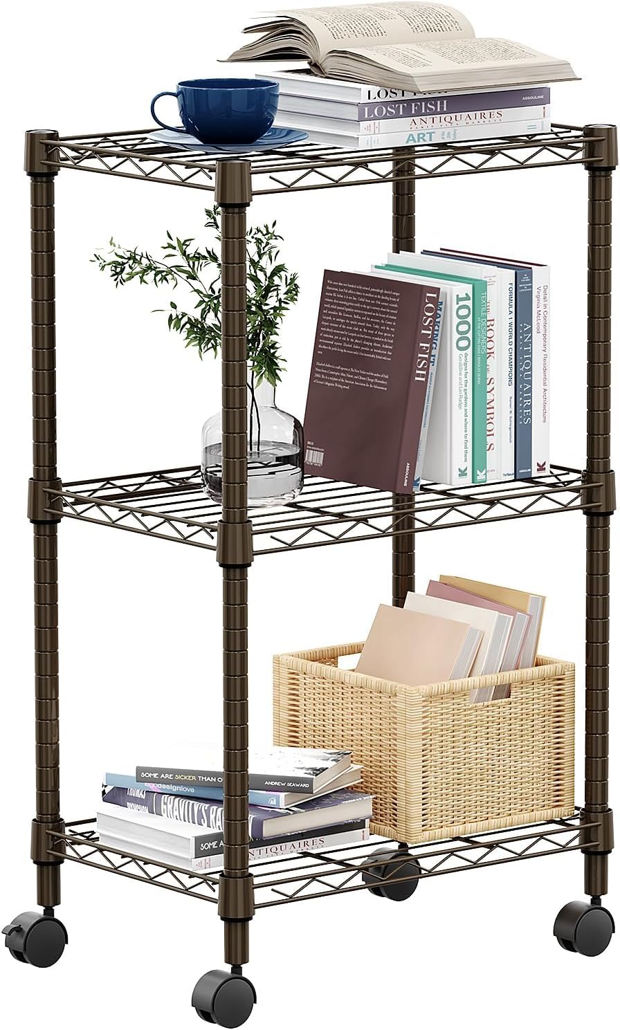 M MZG 5-Shelf Storage Shelves, Wire Shelving Heavy Duty Metal Storage Shelving Unit Adjustable Garage Shelving Rack Pantry Kitchen (Chrome, 4 Tier
