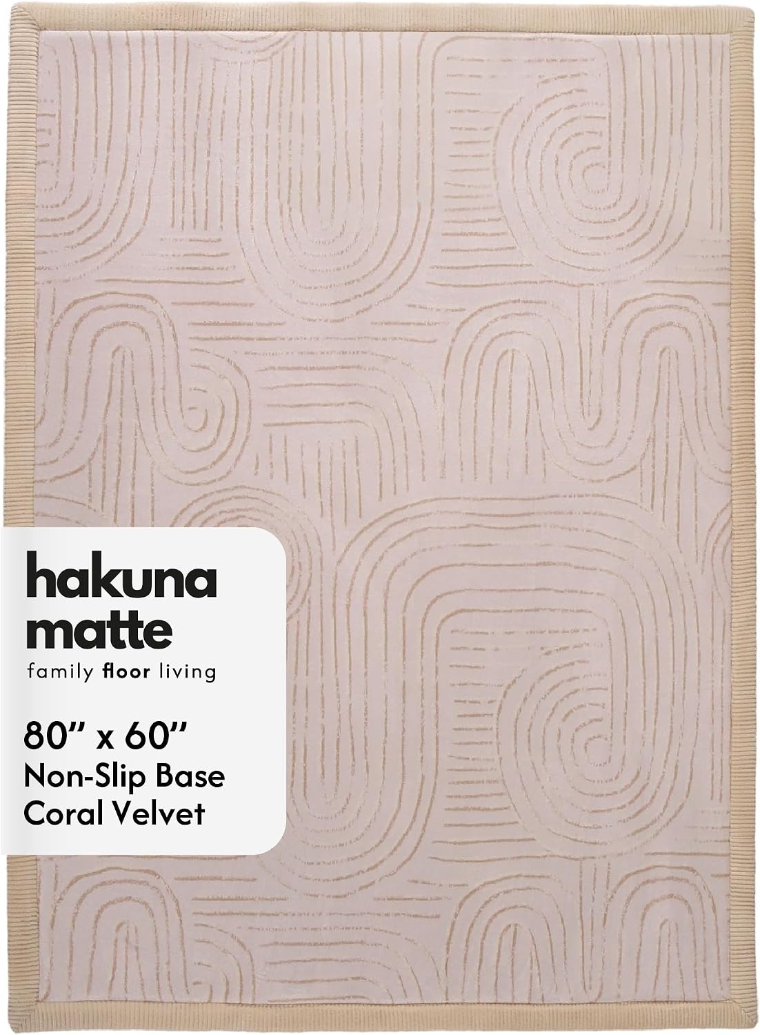 Hakuna Matte CloudSoft Mat for Floor 60" x 80" Beige, Coral Velvet high-density foam Rug - Non-Slip, Water-Resistant