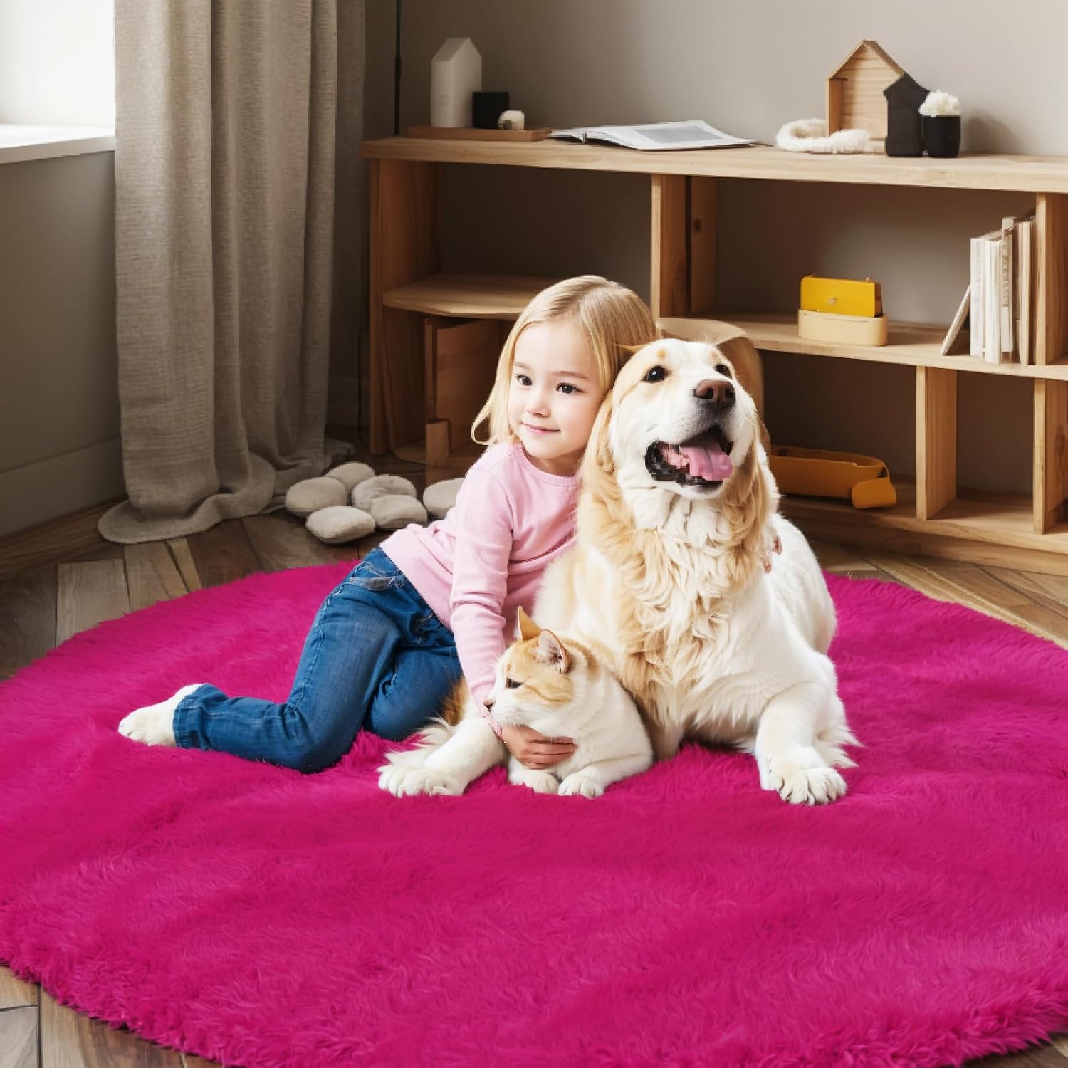 junhejiamei Area Rugs 9x12 Living Room, Large Area Rug Shaggy Carpet Soft Plush Furry Bedside Rug