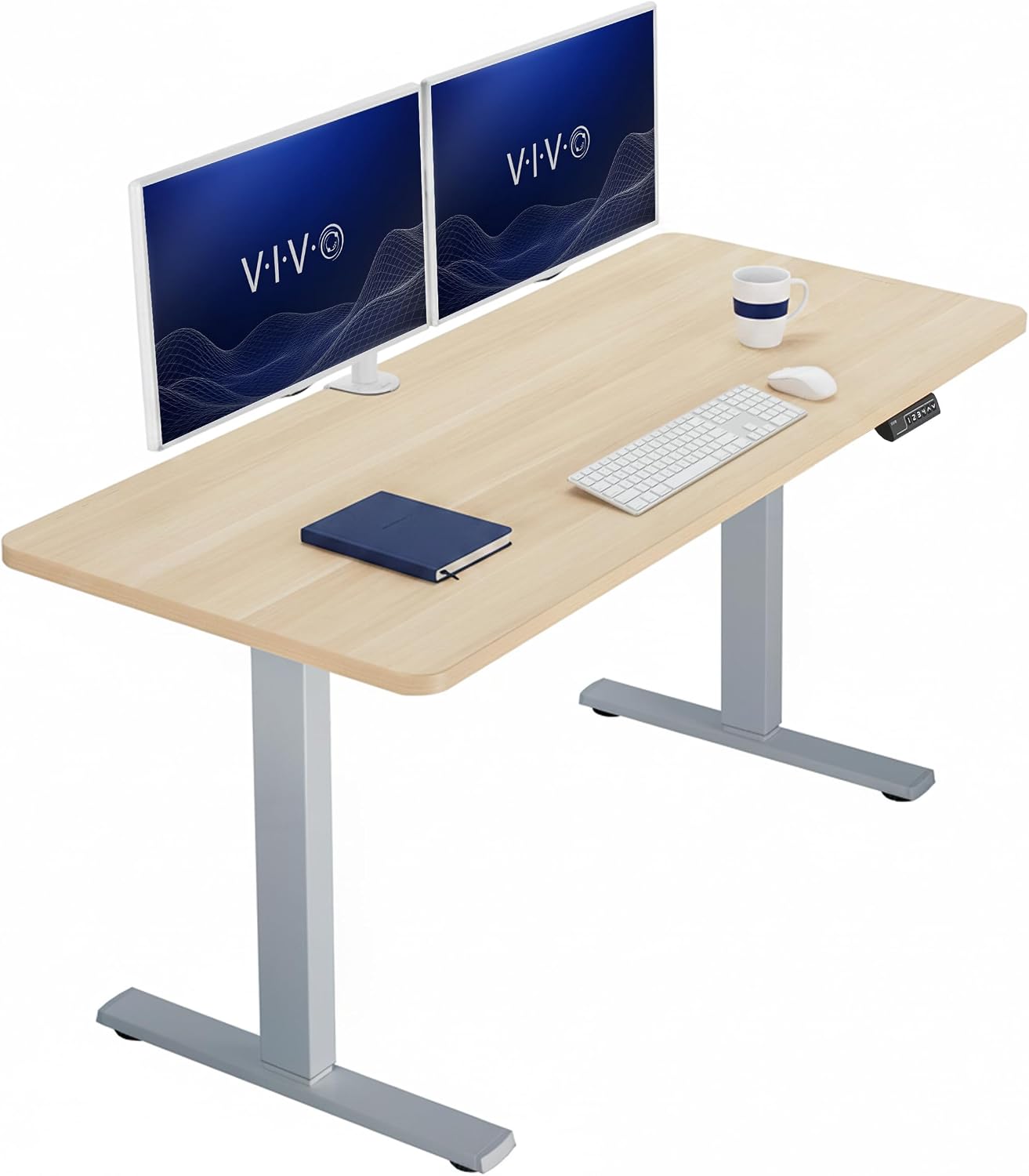 VIVO Electric 63 x 32 in Standing Desk, Memory Height Adjustment, 1B Series, Holds 220 lbs, Dark Walnut Top Black Frame, DESK-KIT-1B1D