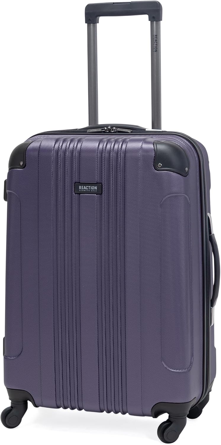 Kenneth Cole REACTION Out of Bounds Lightweight Hardshell 4-Wheel Spinner Luggage, Charcoal, 24-Inch Checked