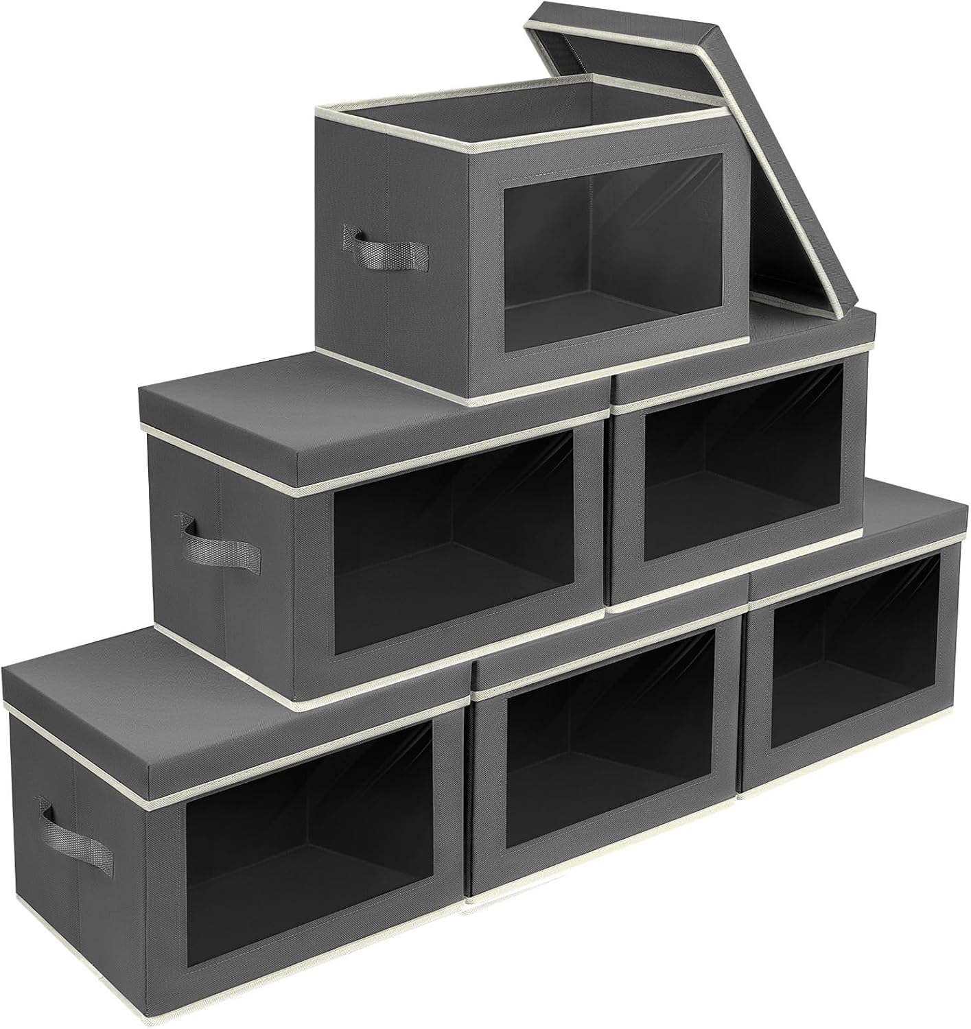 Homsorout Storage Bins with Lids - Large Decorative Basket with Lids, Fabric Foldable Closet Organizer Bins, Stackable Shelf Organizer for Living Room