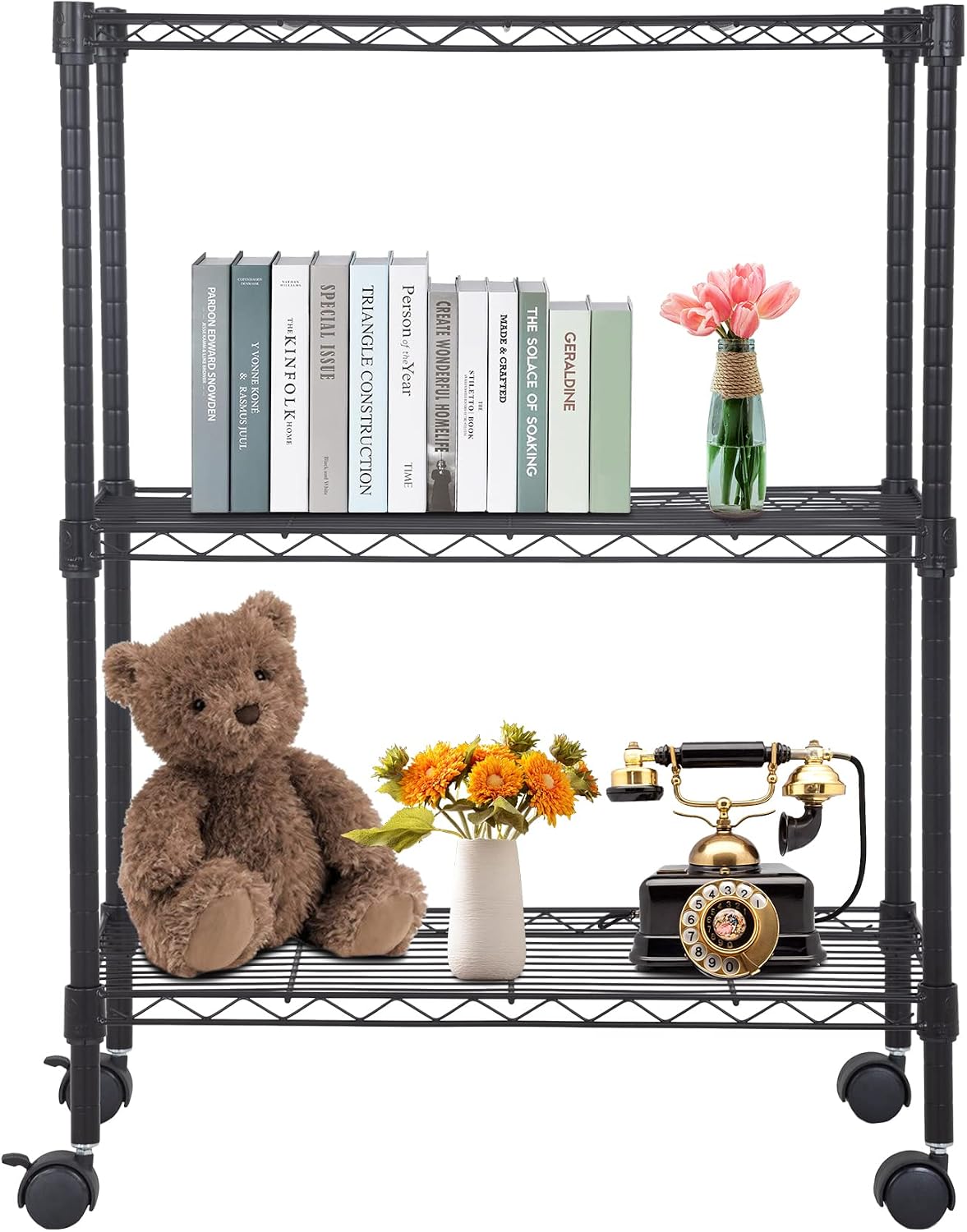 BestOffice, 4-Tier Wire Storage Shelves, 36x14x54, Black, with Adjustable Racks, Heavy-Duty Metal Shelf, Holds Up to 1000 lbs, No-Tool Assembly