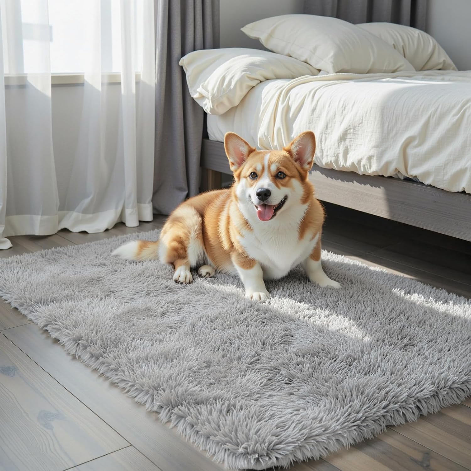 junhejiamei Area Rugs 9x12 Living Room, Large Area Rug Shaggy Carpet Soft Plush Furry Bedside Rug