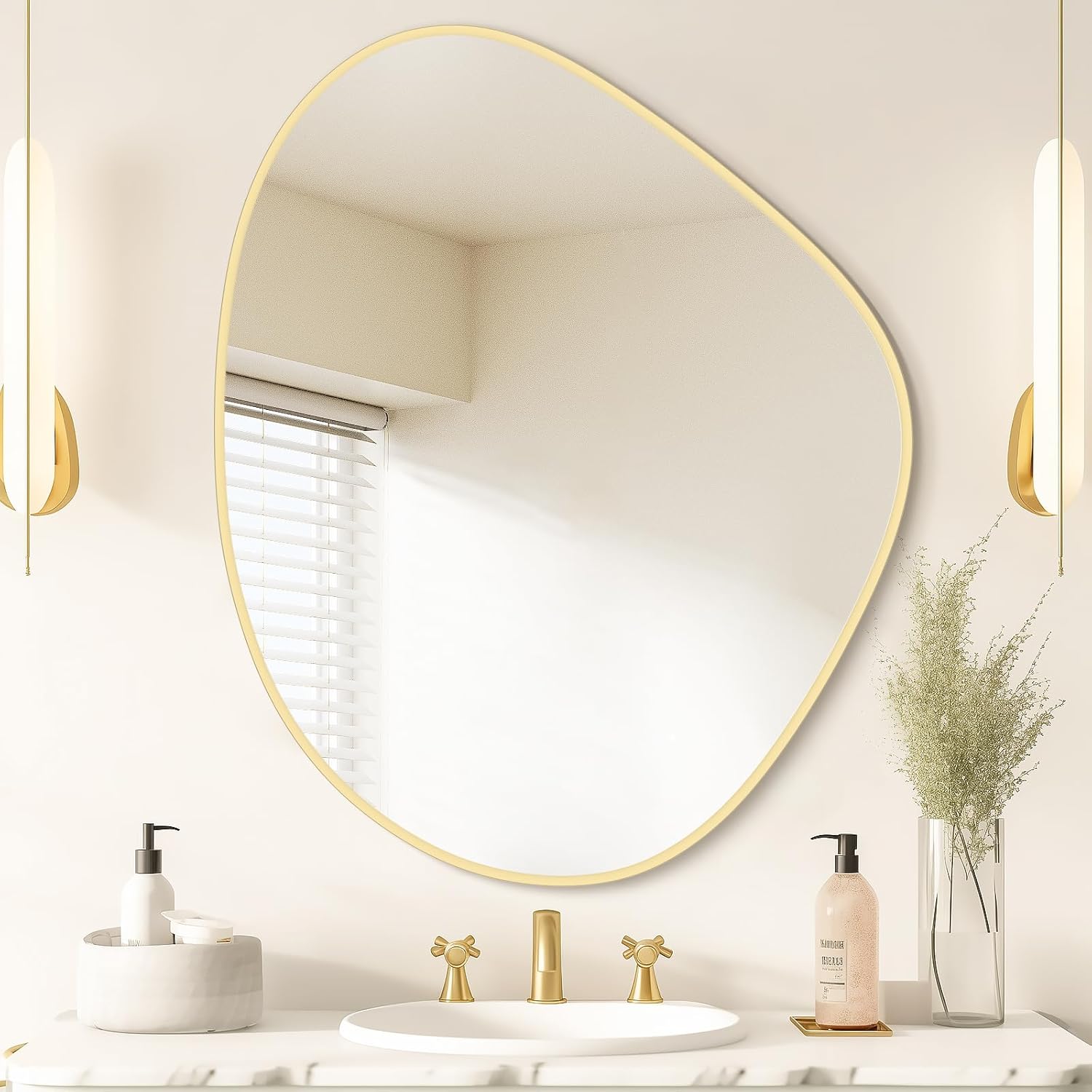 WallBeyond Asymmetrical Mirror, Irregular Mirror Full Length, Boho Wall Mirrors Decorative for Bedroom Living Room Entryway Hall