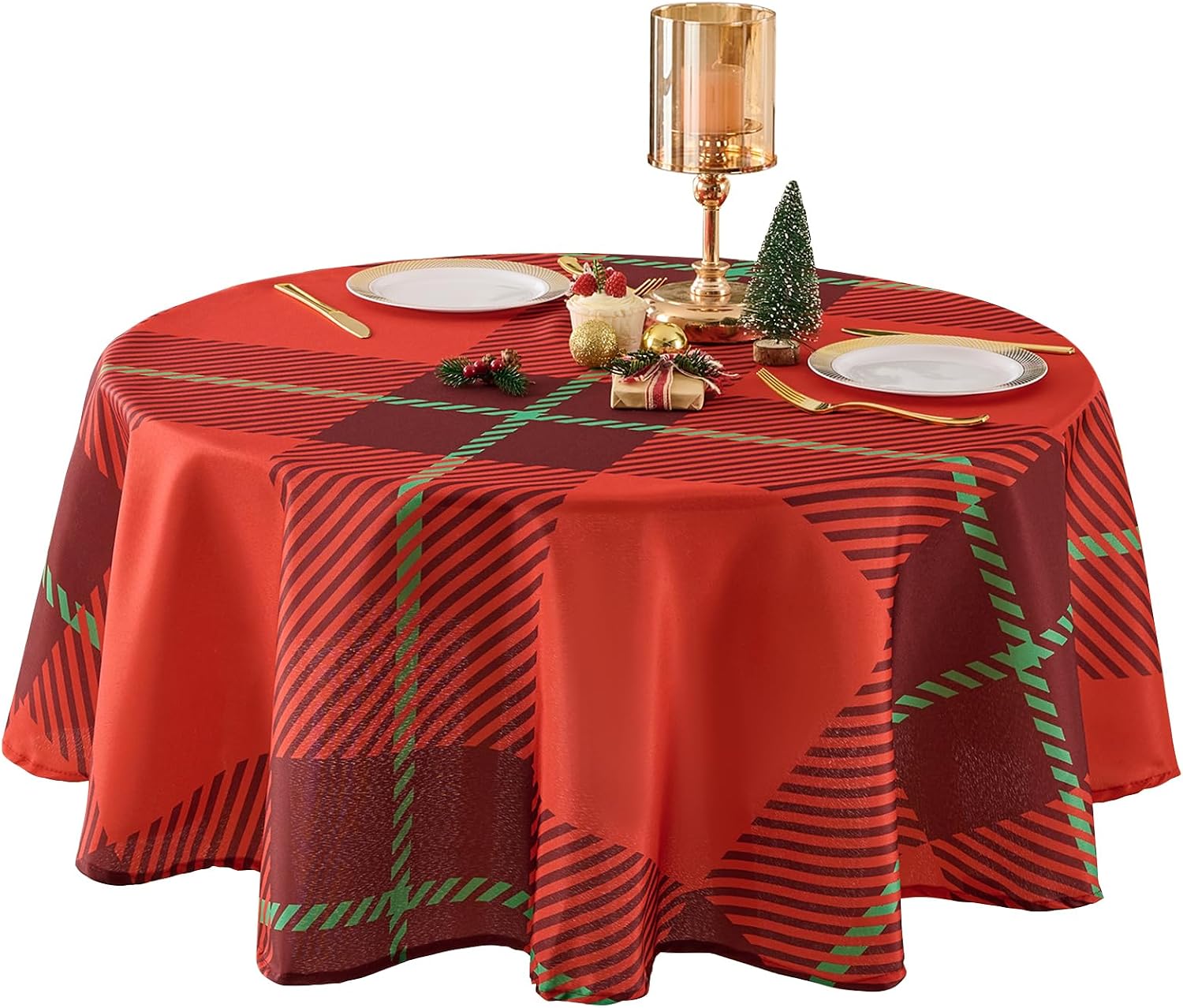 Aocoz Round Tablecloth 120 Inch 6 Pack White Tablecloths Washable Decorative Linen Polyester Table Clothes Cover for Dining Table Banquets Buffet