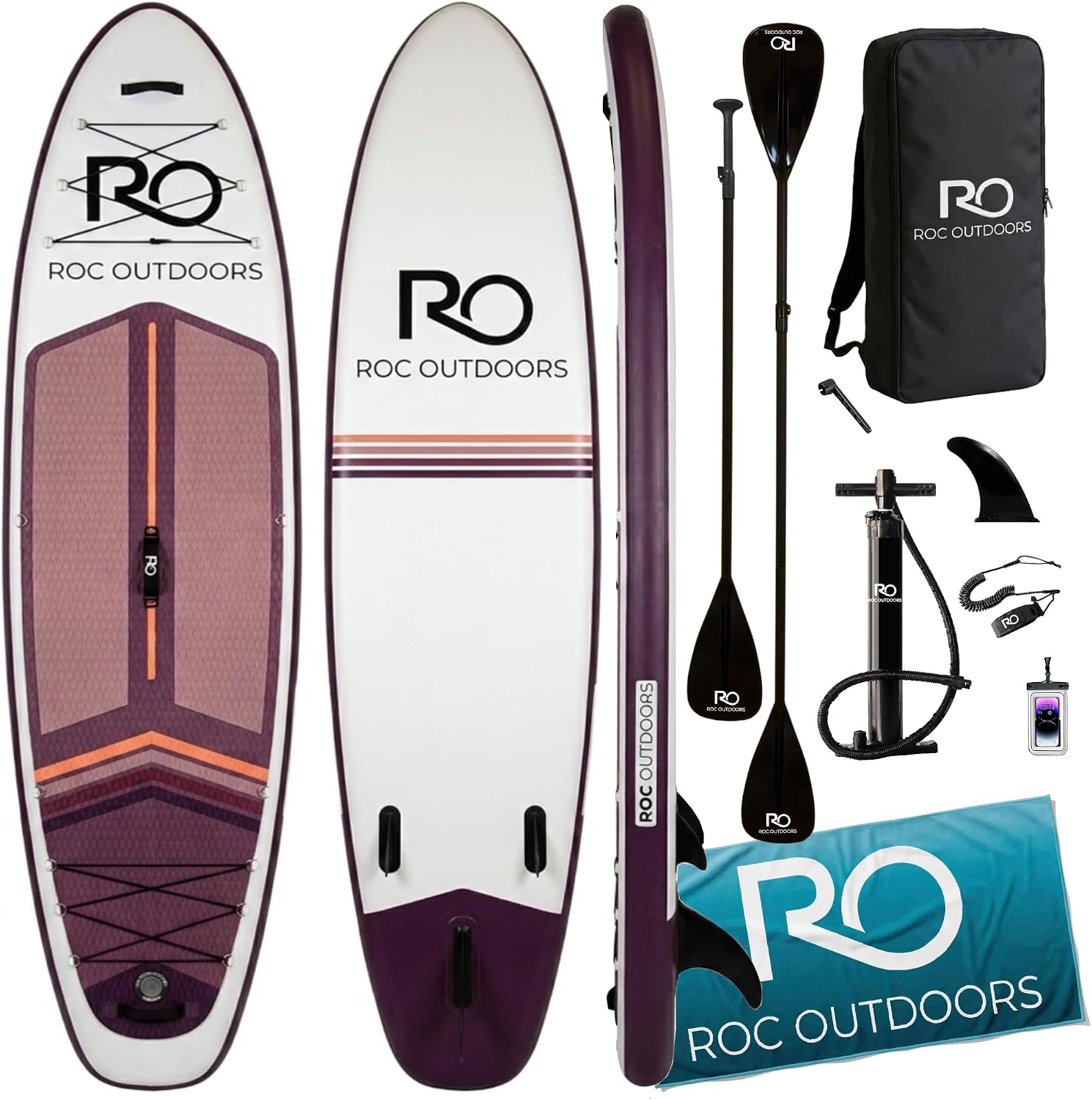 Roc Inflatable Stand Up Paddle Board 10' 6" with Premium SUP Paddle Board Accessories, Wide Stable Design, Non-Slip Comfort Deck for Youth and Adults